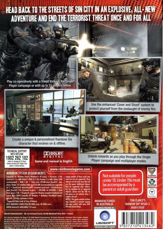 Tom Clancy's Rainbow Six: Vegas 2 cover or packaging material - MobyGames