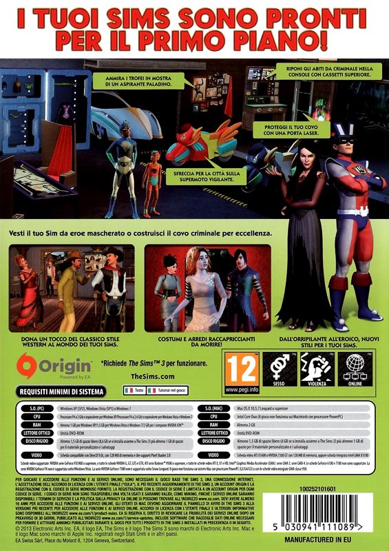 Back Cover for The Sims 3: Movie Stuff (Macintosh and Windows)