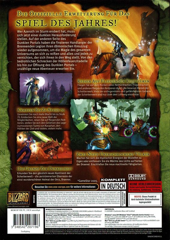 Other for World of WarCraft: The Burning Crusade (Macintosh and Windows) (DVD release): Keep Case - Back