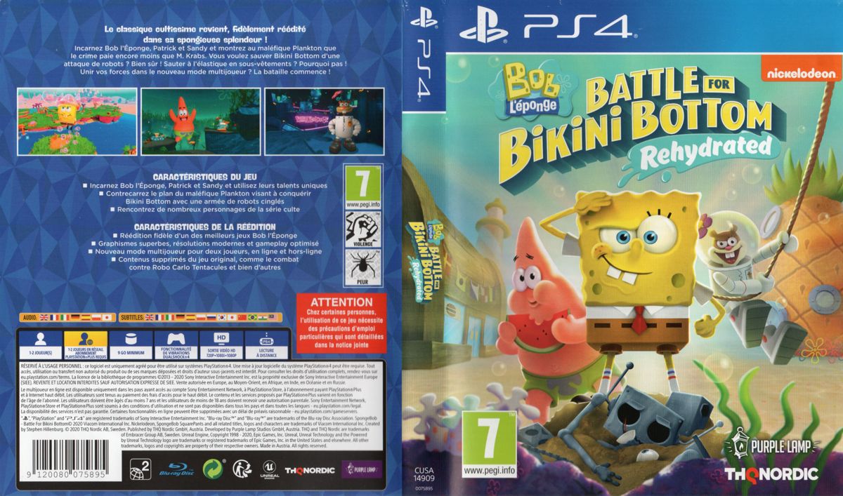 Full Cover for SpongeBob SquarePants: Battle for Bikini Bottom - Rehydrated (PlayStation 4)