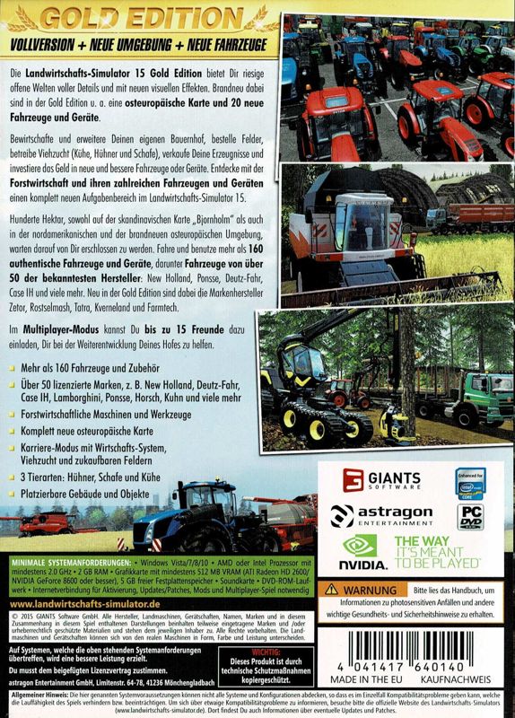 Back Cover for Farming Simulator 15: Gold Edition (Windows)
