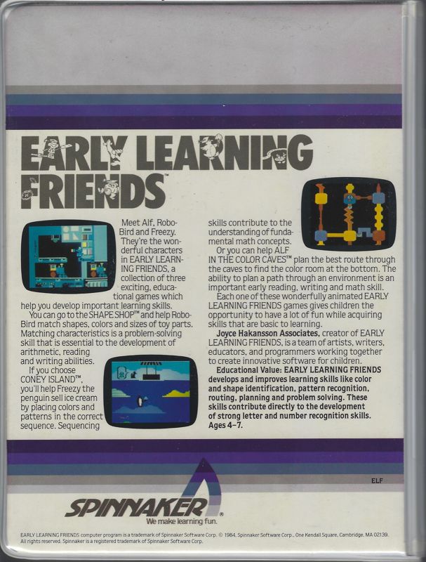 Back Cover for Early Learning Friends (Commodore 64)