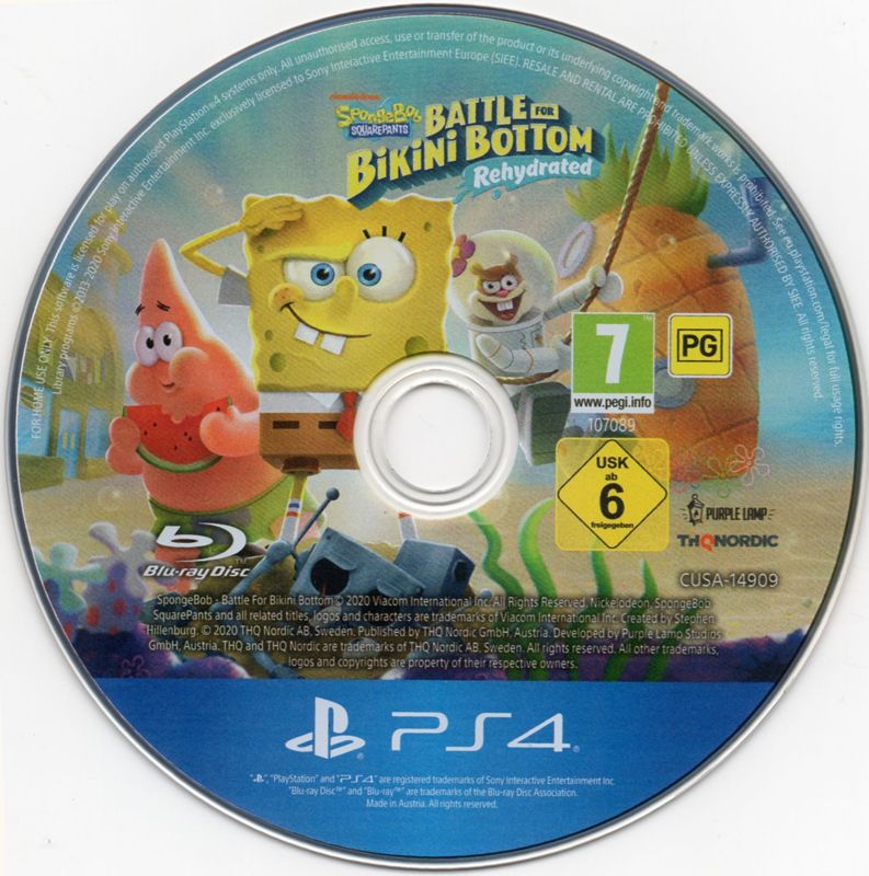 Media for SpongeBob SquarePants: Battle for Bikini Bottom - Rehydrated (PlayStation 4): Disc