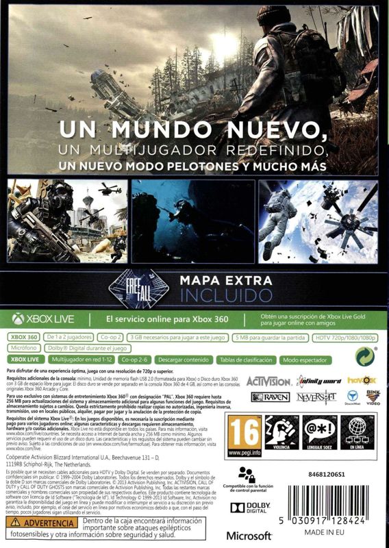 Back Cover for Call of Duty: Ghosts (Xbox 360)