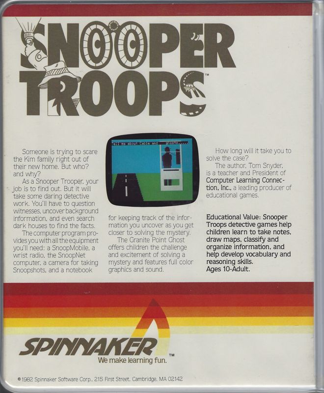 Back Cover for Snooper Troops (DOS)