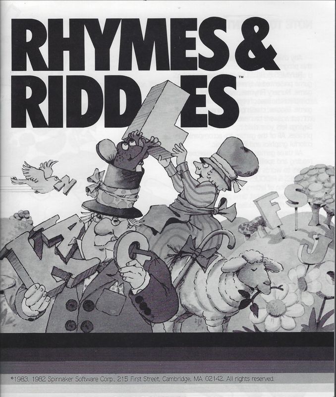 Manual for Rhymes & Riddles (DOS)