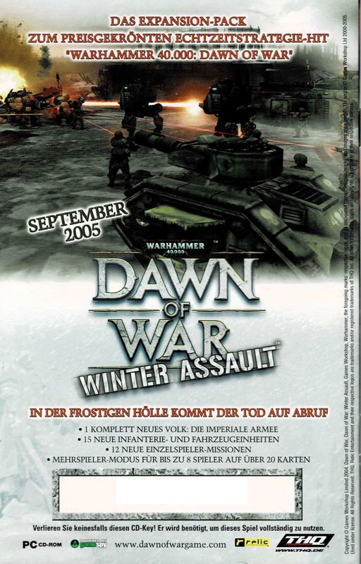 Manual for Warhammer 40,000: Dawn of War (Windows) (Re-release): Back