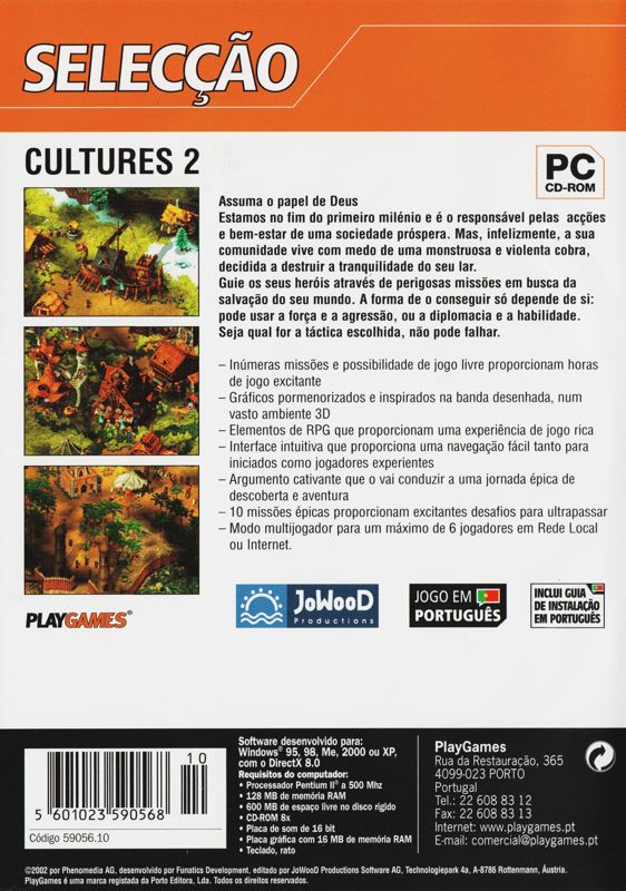 Back Cover for Cultures 2: The Gates of Asgard (Windows) (Selecção release)