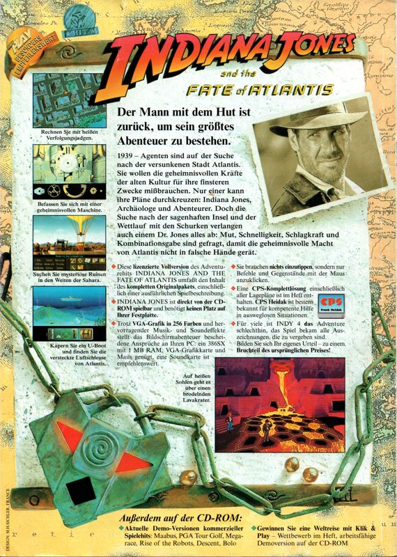 Back Cover for Indiana Jones and the Fate of Atlantis (DOS) (Covermount BestSeller Games #04 (Second Edition))