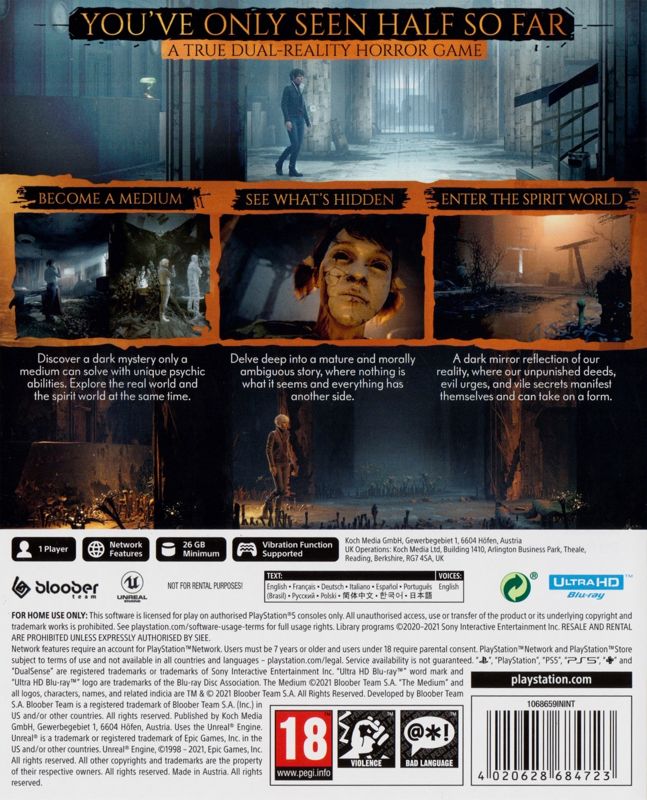 Back Cover for The Medium (PlayStation 5) (General European release)