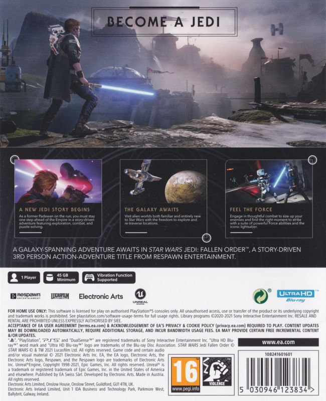 Back Cover for Star Wars: Jedi - Fallen Order (PlayStation 5)