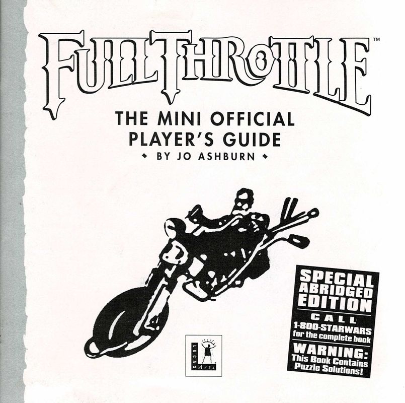 Extras for Full Throttle (DOS) (Limited Edition release): Player's Guide - Front