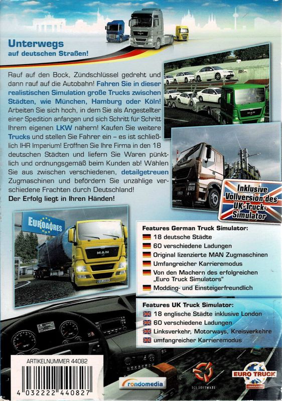 Back Cover for German Truck Simulator: Gold Edition (Windows) (Alternate release)