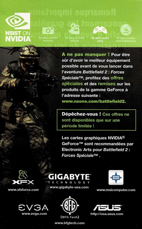 Advertisement for Battlefield 2: Special Forces (Windows): Nvidia - Back
