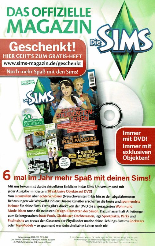 Advertisement for The Sims 3: Island Paradise (Macintosh and Windows): Sims Magazine