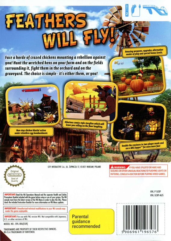Back Cover for Chicken Riot (Wii)