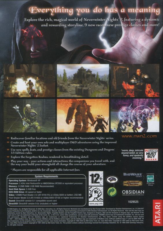 Other for Neverwinter Nights Legends (Windows): Neverwinter Nights 2 - Keep Case - Back