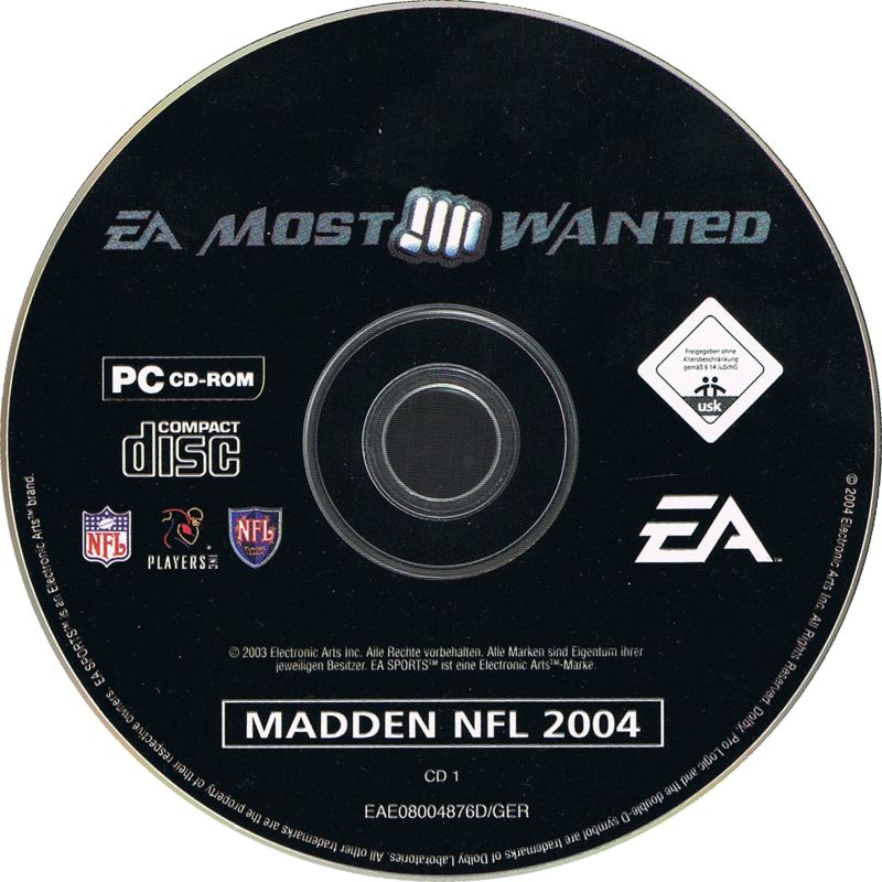 Media for Madden NFL 2004 (Windows) (EA Most Wanted release): Disc 1