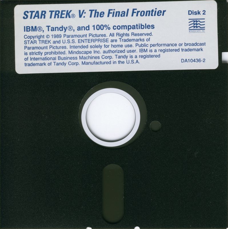 Media for Star Trek V: The Final Frontier (DOS) (Disk Codes: DA10436-1 ~ DA10436-5): Disk 2