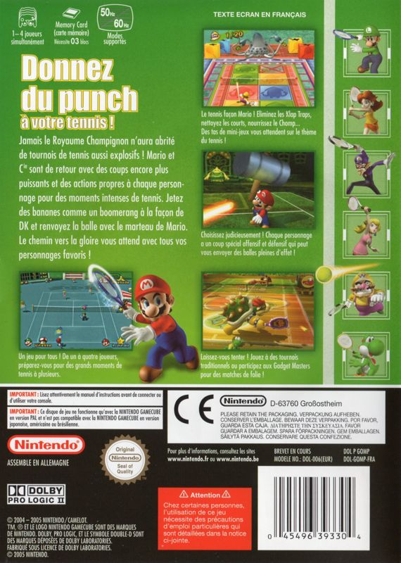 Back Cover for Mario Power Tennis (GameCube)