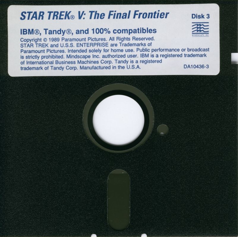 Media for Star Trek V: The Final Frontier (DOS) (Disk Codes: DA10436-1 ~ DA10436-5): Disk 3