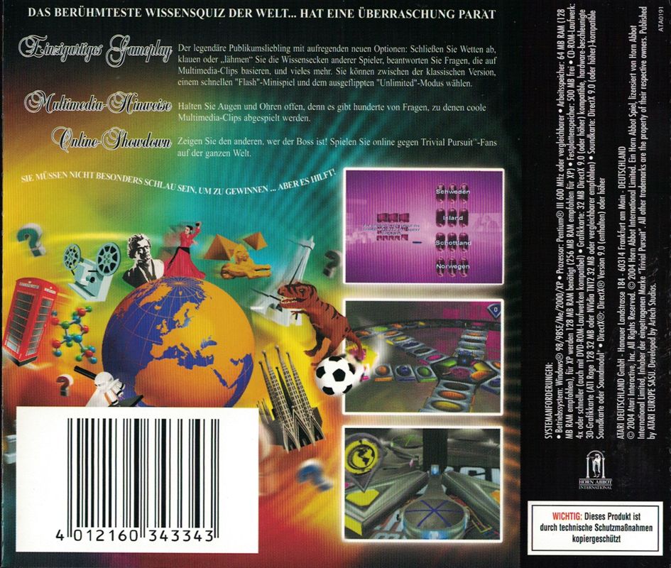 Back Cover for Trivial Pursuit: Unhinged (Windows)