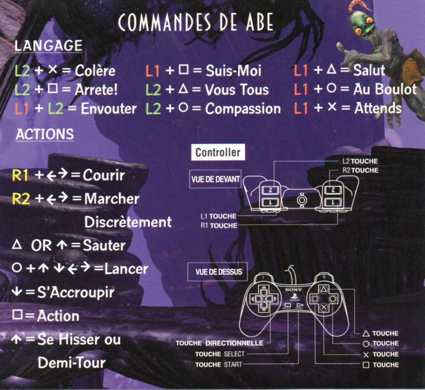 Reference Card for Oddworld: Abe's Exoddus (PlayStation): Controls - Front