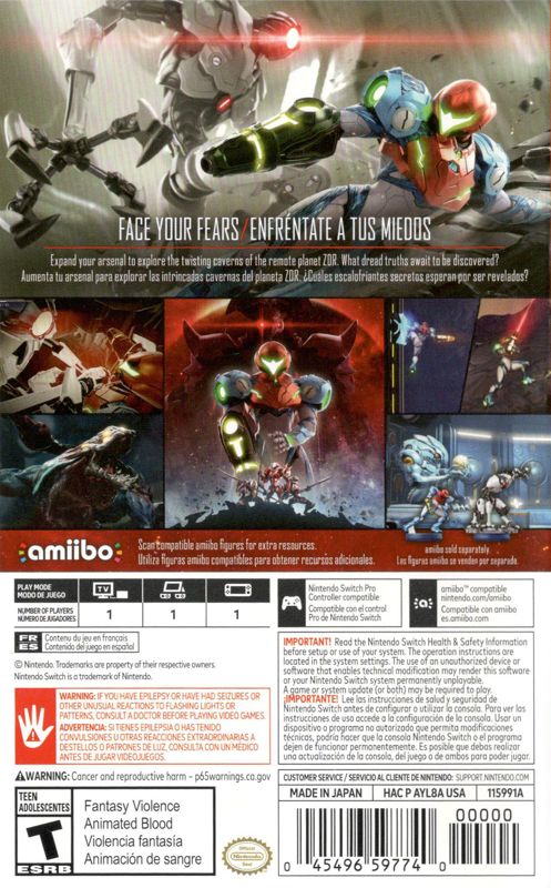 Back Cover for Metroid Dread (Nintendo Switch)