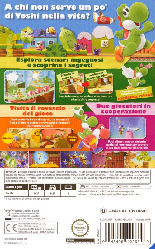 Back Cover for Yoshi's Crafted World (Nintendo Switch)