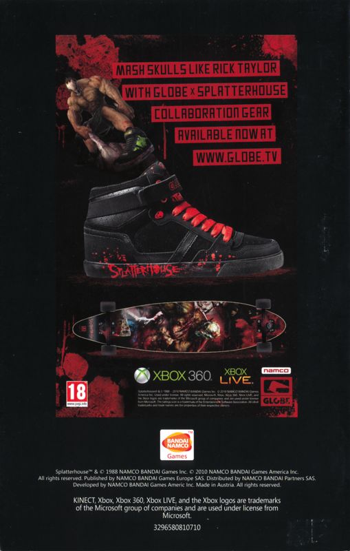 Manual for Splatterhouse (Xbox 360) (General European release): Back