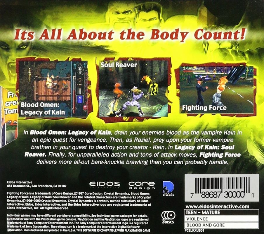 Back Cover for Collectors' Edition: Legacy of Kain: Soul Reaver / Blood Omen: Legacy of Kain / Fighting Force (PlayStation)