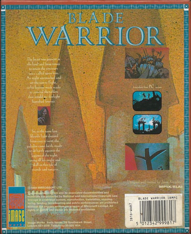 Back Cover for Blade Warrior (DOS)
