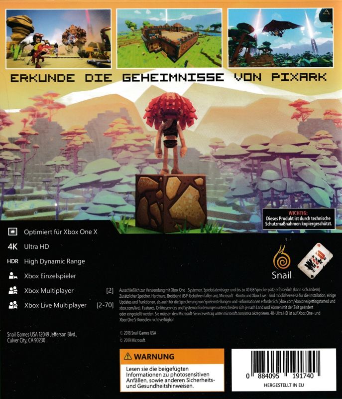 Back Cover for PixARK (Xbox One)