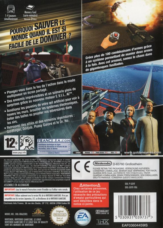 Back Cover for GoldenEye: Rogue Agent (GameCube)