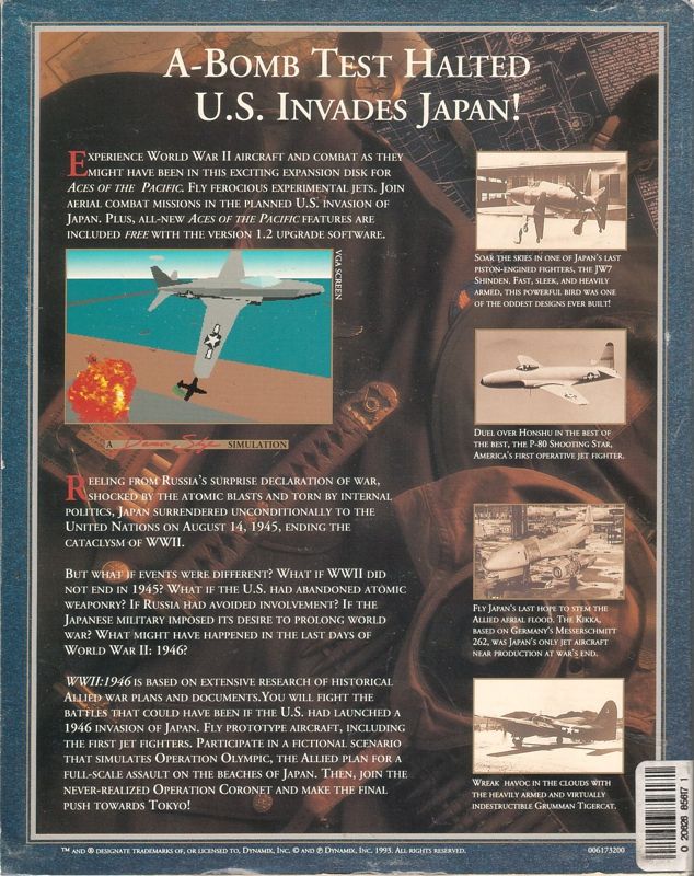 Back Cover for Aces of the Pacific: Expansion Disk - WWII: 1946 (DOS)