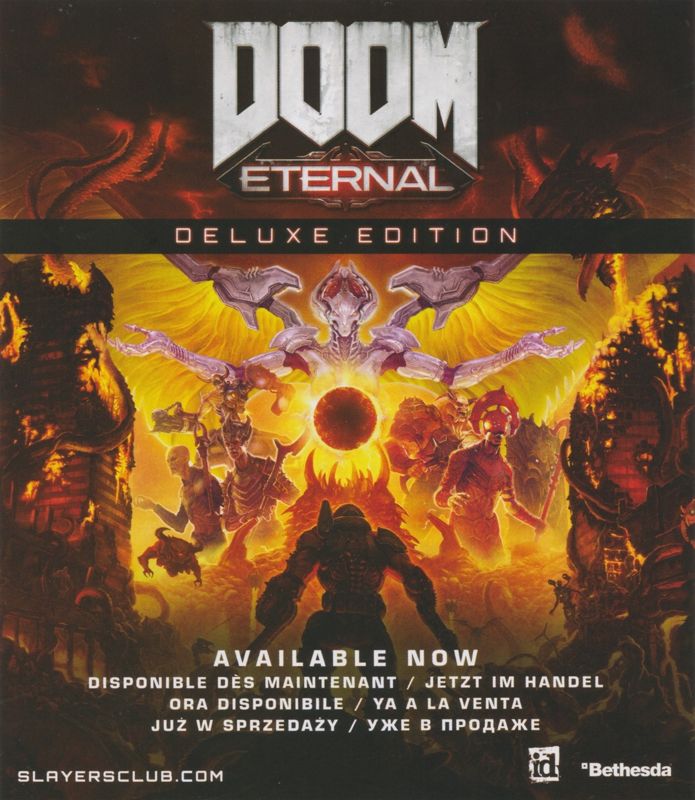 Advertisement for Deathloop (PlayStation 5): Flyer - Side 1 - Doom Eternal: Deluxe Edition