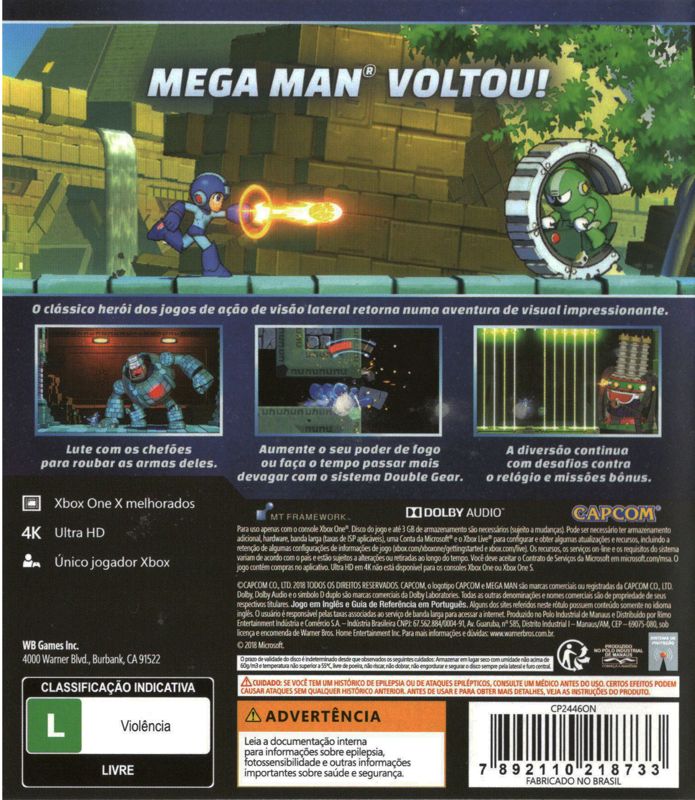 Back Cover for Mega Man 11 (Xbox One)