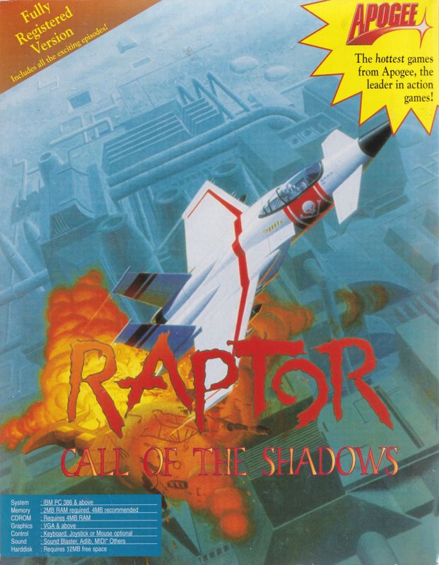 Front Cover for Raptor: Call of the Shadows (DOS) (Mail Order release)