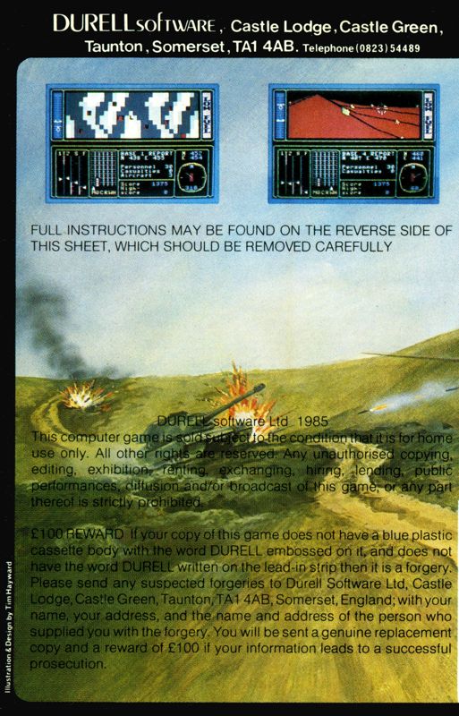 Back Cover for Combat Lynx (Commodore 64)