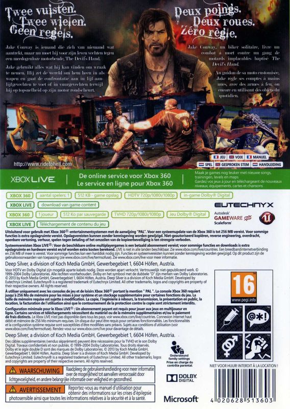 Back Cover for Ride to Hell: Retribution (Xbox 360)