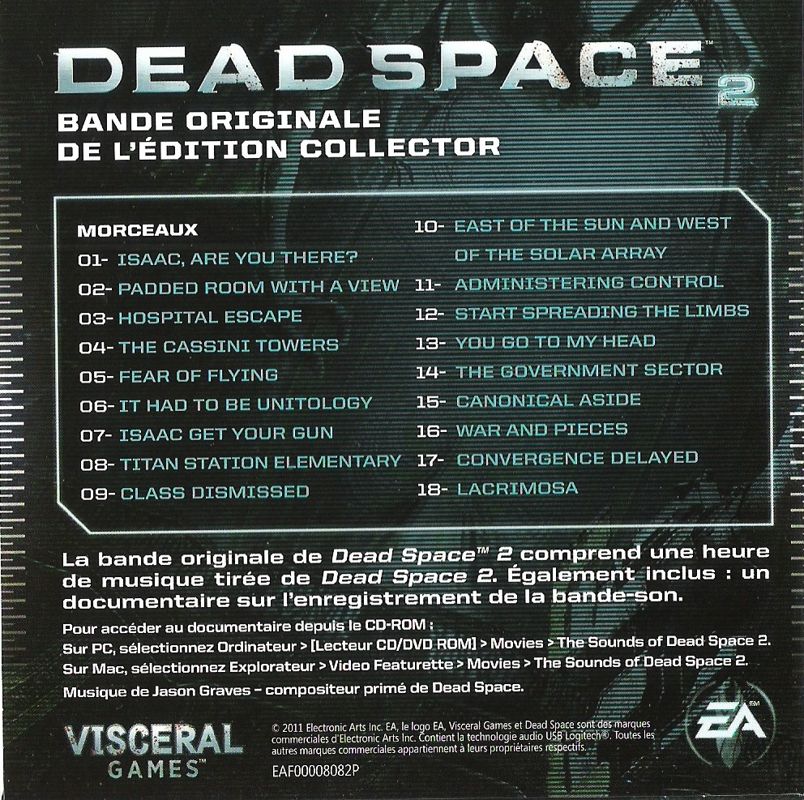 Soundtrack for Dead Space 2 (Collector's Edition) (Windows): Slipcase - Back