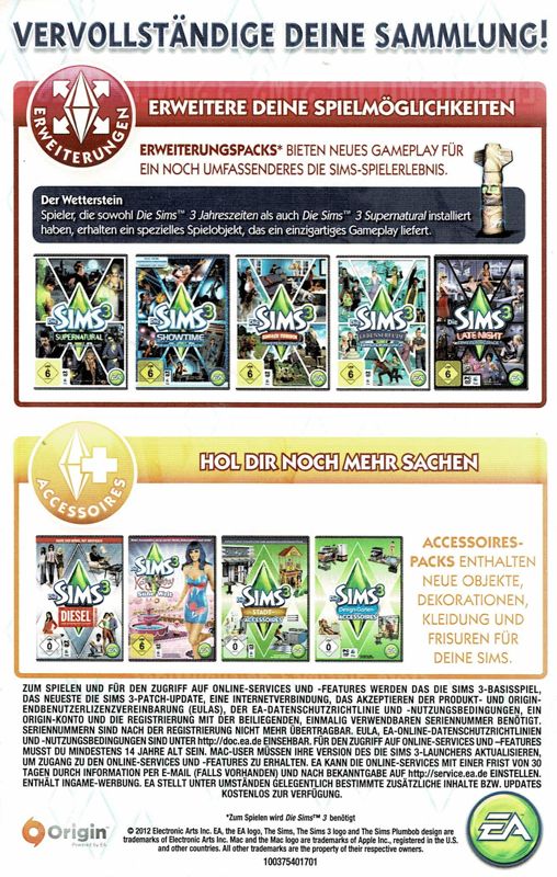Advertisement for The Sims 3: Monte Vista (Macintosh and Windows): Front