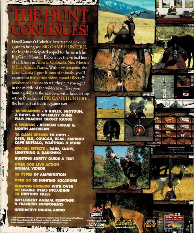 Back Cover for Cabela's Big Game Hunter II (Windows)