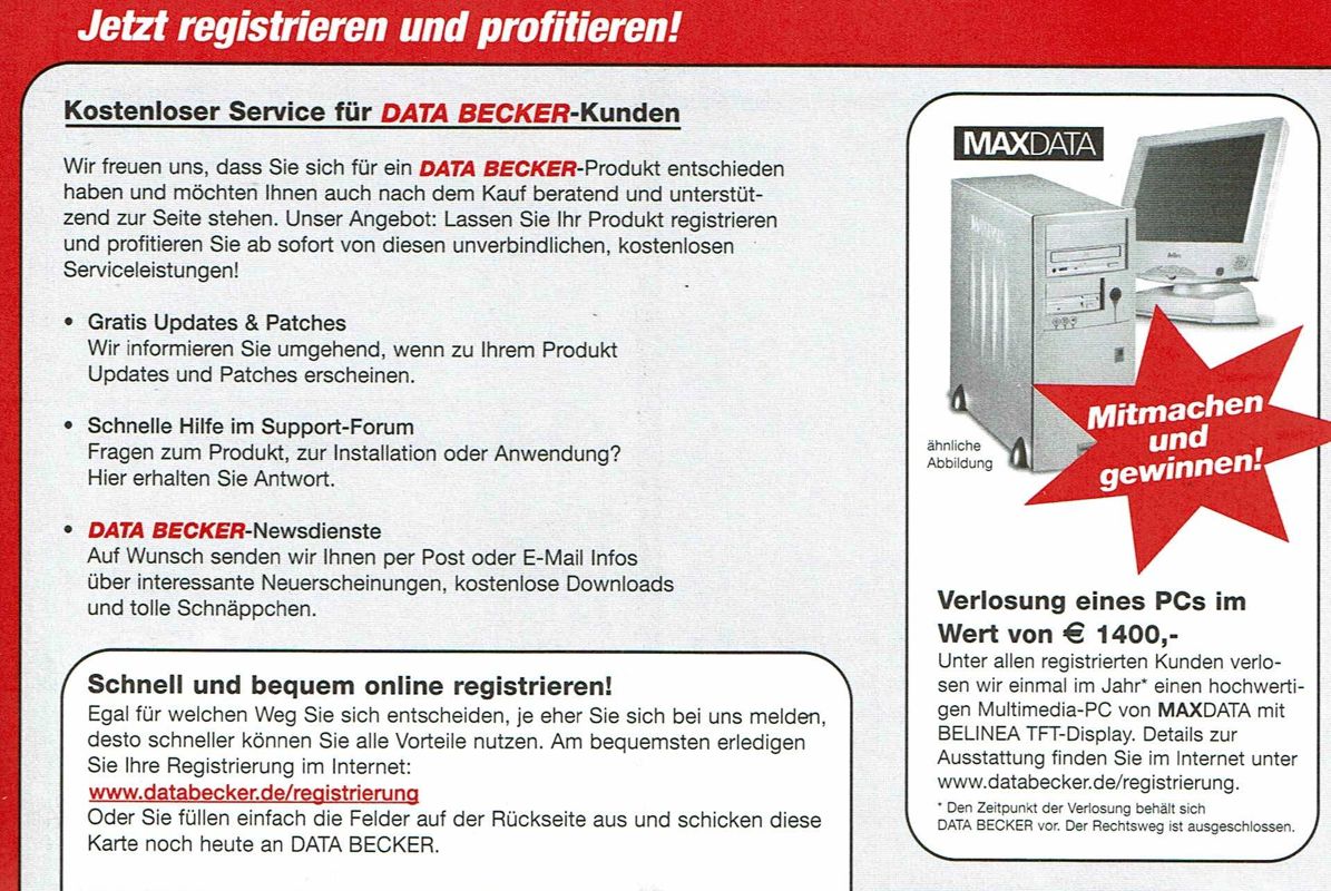 Extras for Witchcraft: Hexenjagd durch magische Welten! (Windows): Registration Card - Back
