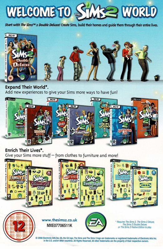 Advertisement for The Sims 2: Deluxe (Windows): Back