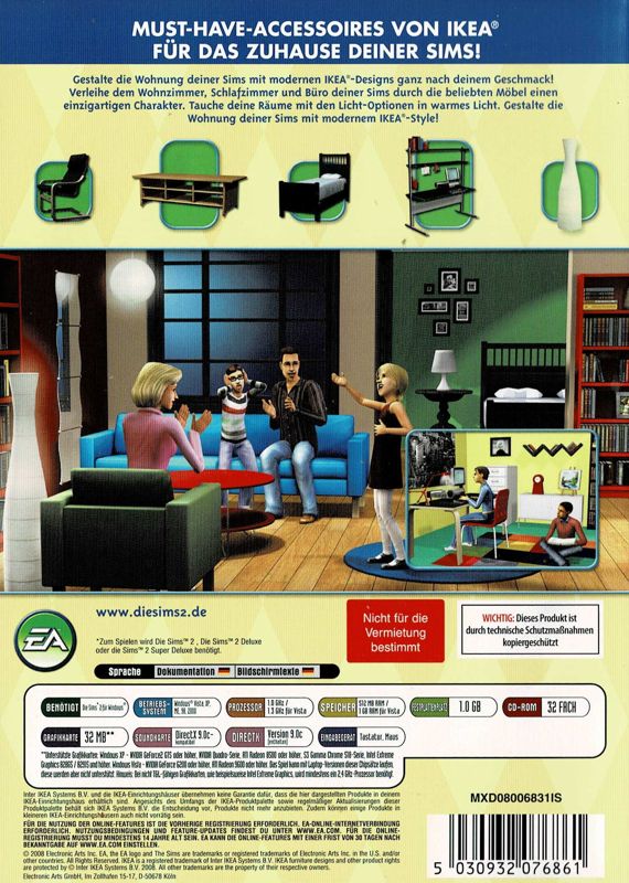 Back Cover for The Sims 2: IKEA Home Stuff (Windows)