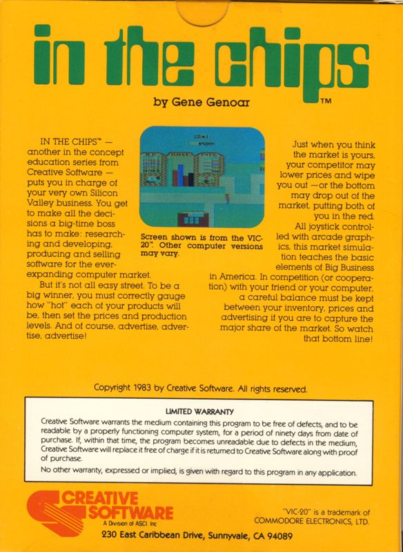 Back Cover for In the Chips (VIC-20)
