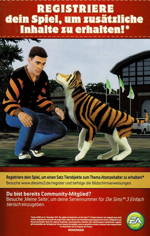 Advertisement for The Sims 3: Pets (Macintosh and Windows): Front