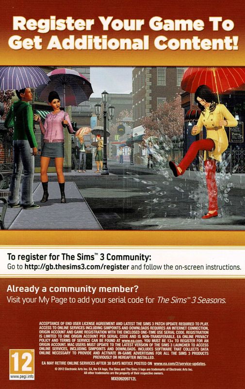 Advertisement for The Sims 3: Seasons (Macintosh and Windows): Back