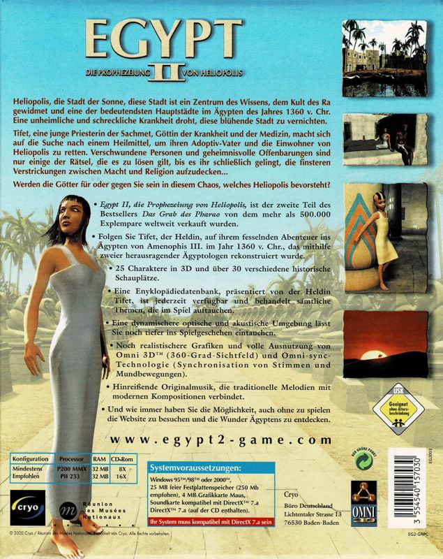 Back Cover for Egypt II: The Heliopolis Prophecy (Windows)